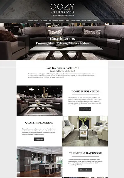 Website Design Services example page, Cozy Interiors