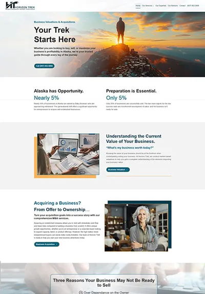 Website Design Services example page, Horizon Trek