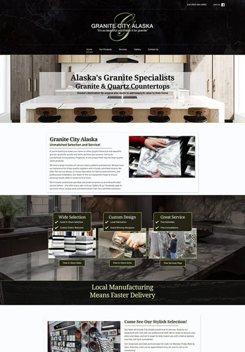 Westbrook Advertising Agency in Anchorage Alaska. Digital Marketing, TV and Radio Advertising. Streaming Television. Website Design Client Page Example, Granit City.